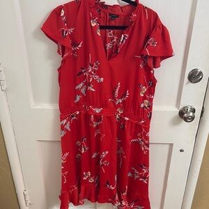 Ann Taylor Factory Red Ruffled Midi Sundress